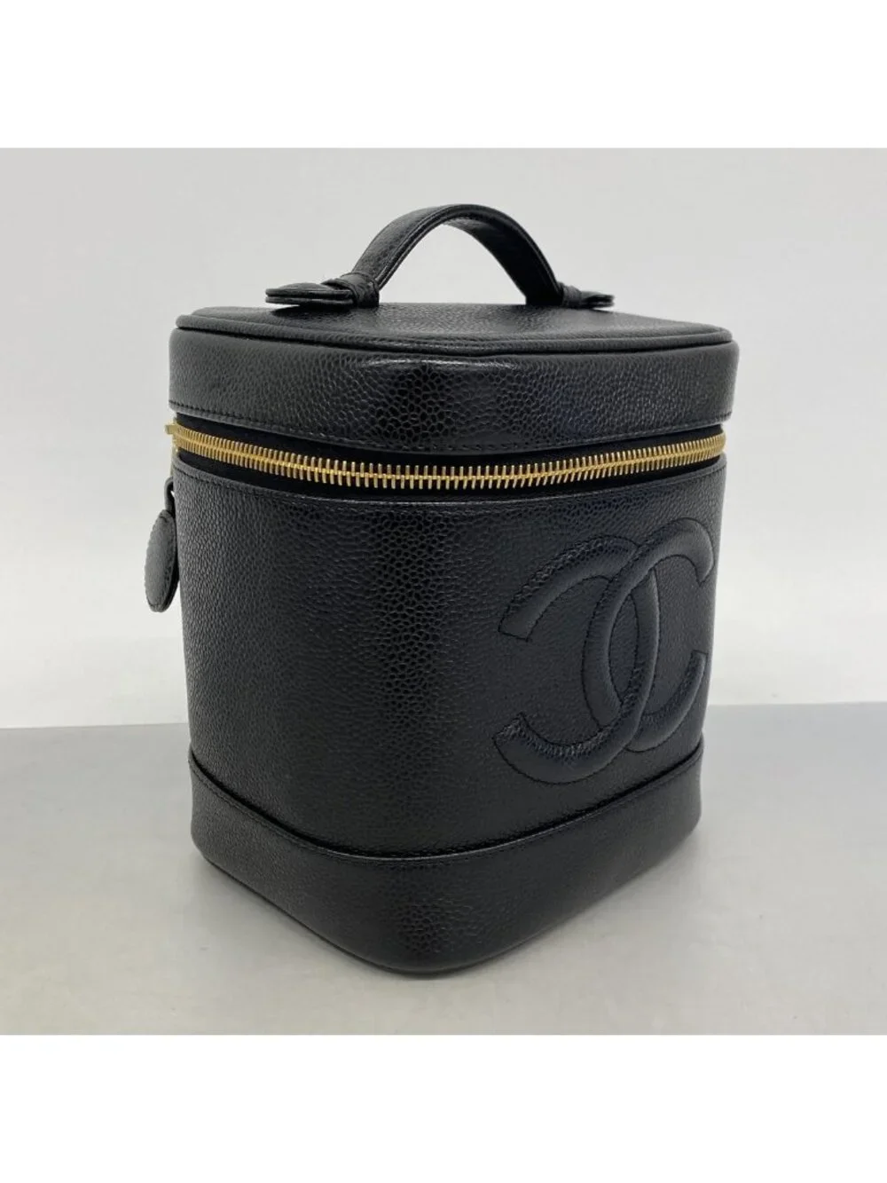 Chanel Vanity Bag Caviar Leather Black Gold